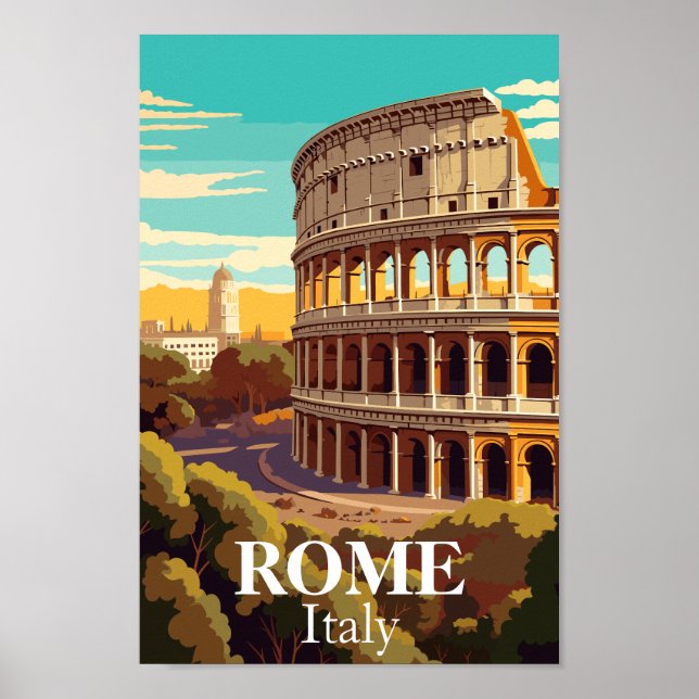 Poster Rome Colosseum Italy Travel Illustration (Frente)