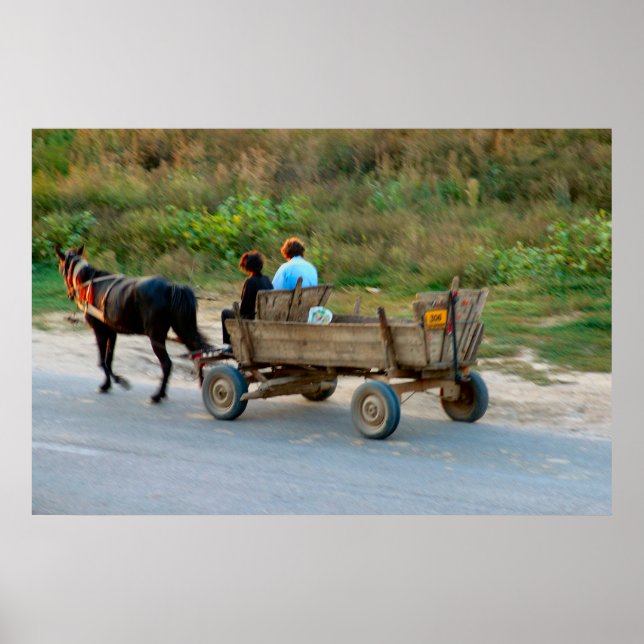 Poster Romênia, cavalo e carrinho (Frente)