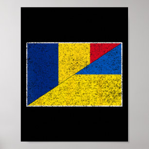 Poster Romênia Ucrânia Bandeira Orgulho Ucraniano Romeno