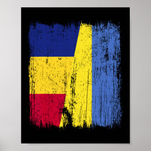 Poster Romênia Ucrânia Meia Bandeira Romena Herança Ucran