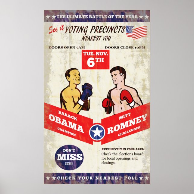 Pôster Romney Vs Obama American Elections 2012 Boxing Pos (Frente)