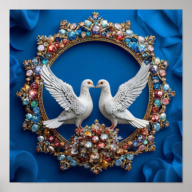 Poster Rompimento Romântico de Pombas Céu Pacífico 🕊️💖☁ (Frente)