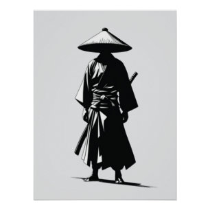 Pôster Ronin Silencioso – Poster de Arte de Parede Preto