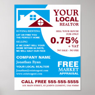 Poster Roof Tops, Realtor, Publicidade de Agentes Estadua