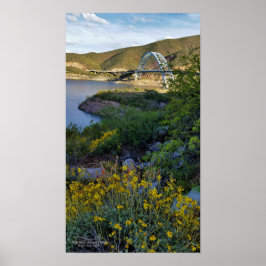 Poster Roosevelt Lake Bridge Arizona Amarelos Flores Selv