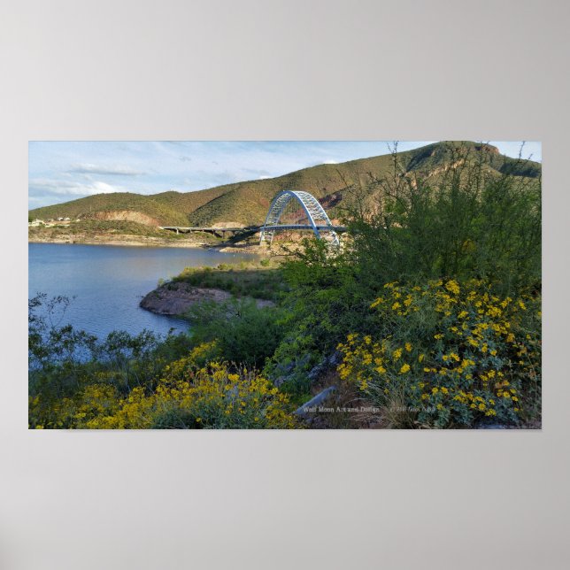 Poster Roosevelt Lake Bridge Arizona Amarelos Flores Selv (Frente)