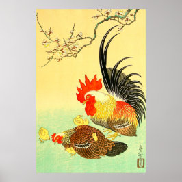 Poster Rooster e Hen Ohara Koson anos 30