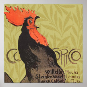 Pôster Rooster Steinlen Cocorico Arte Francesa