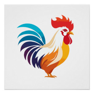 Pôster Rooster Vetor Arte Animal Moderna Gráfico Urbano