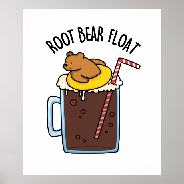 Poster Root Bear Flutuando Cerveja Root Engraçado (Frente)