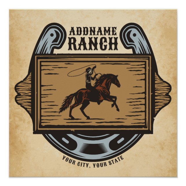 Pôster Roping Cowboy ADD NAME Western Family Horse Rankin (Frente)