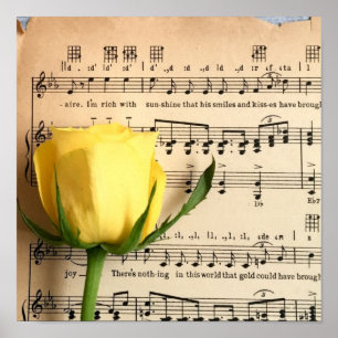 Poster Rosa Amarelo de Folha