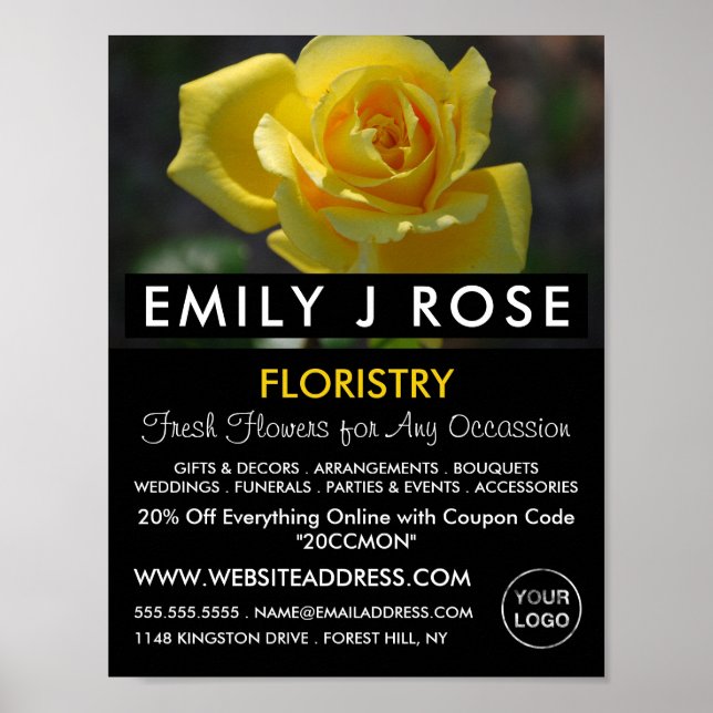 Poster Rosa Amarelo, Publicidade Florista (Frente)
