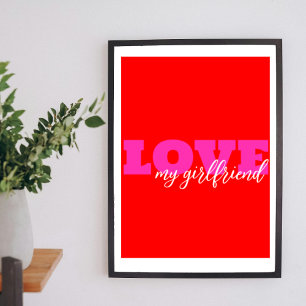 Poster Rosa AMOR (adicione seu texto) Presente de Dia dos