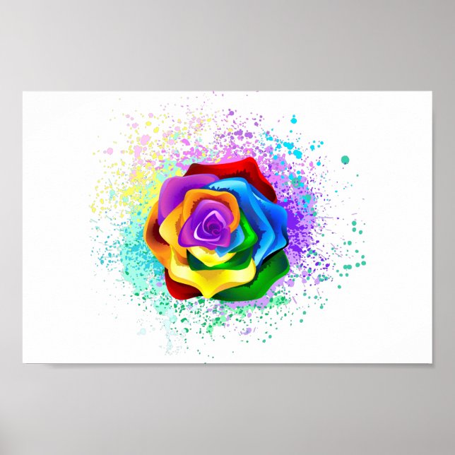 Poster Rosa Arco-íris Colorida (Frente)