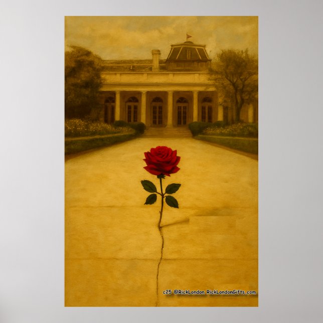 Poster Rosa Através da Fenda: Fundo da Casa Branca (Frente)