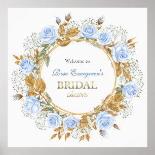 Poster Rosa Azul Casamento Banhada a Ouro
