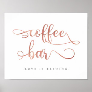 Poster Rosa Bar de café - Símbolo de casamento para cal
