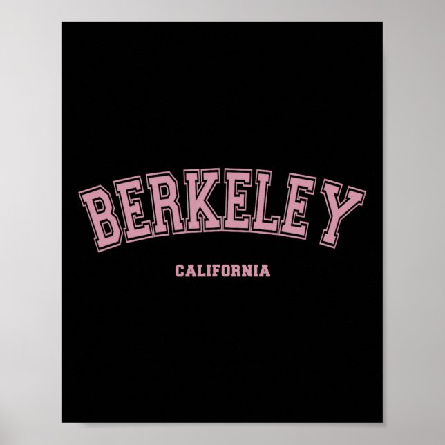 Poster Rosa Berkeley Califórnia Ca Estilo Varsity Em Berk (Frente)