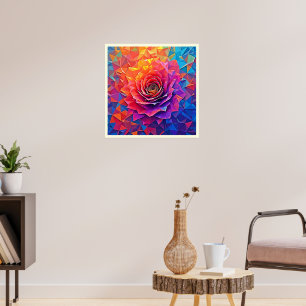 Poster Rosa Bloom Arte Abstrato Low Poly