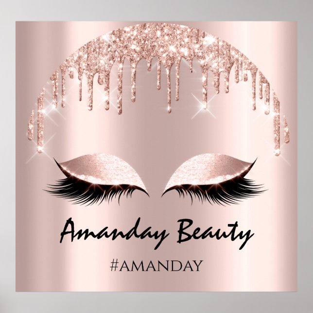 Poster Rosa Blush Glitter Drives Eyelash Makeup Hairdress (Frente)