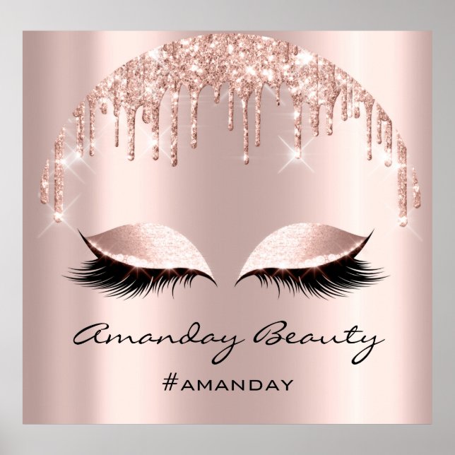 Poster Rosa Blush Glitter Drives Eyelash Unhas de ativaçã (Frente)