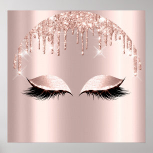 Poster Rosa Blush Glitter Drives Eyelashes Makeup Beauty 