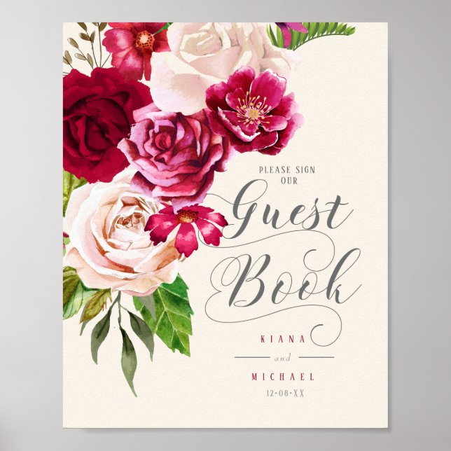 Poster Rosa Burgundy/Cream Wedding Book ID584 (Frente)