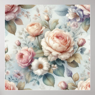 Poster Rosa chique antigo do
