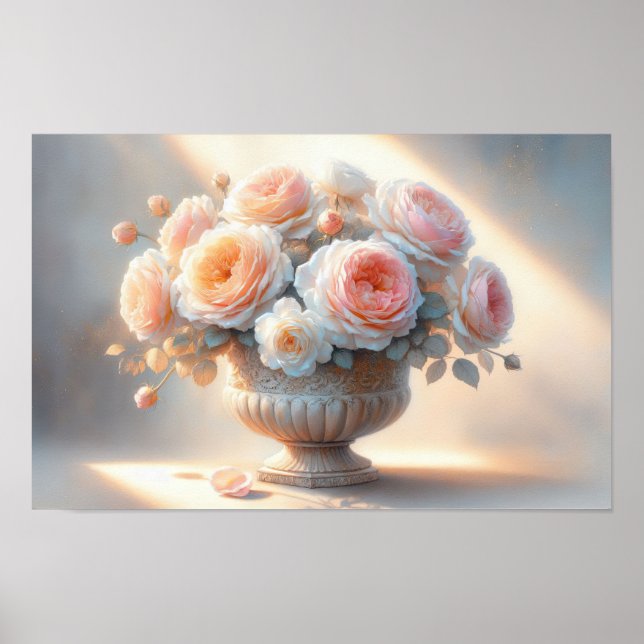 Poster Rosa com Arte de Vaso (Frente)