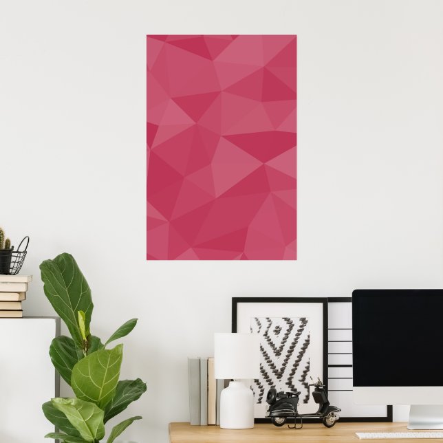 Poster Rosa cor-de-rosa claro, malha geométrica (Escritório em casa)