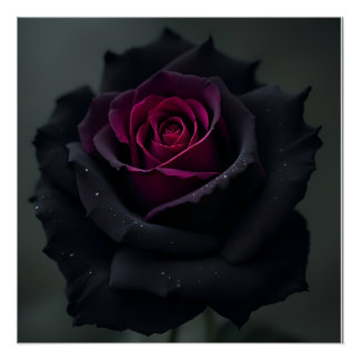 Pôster Rosa Coração Preto