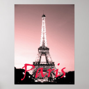 Poster Rosa da torre Eiffel de Paris