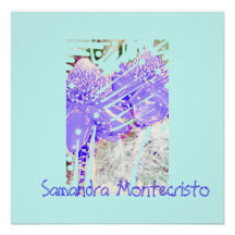 Rosa de água azul magro Poster brilhante