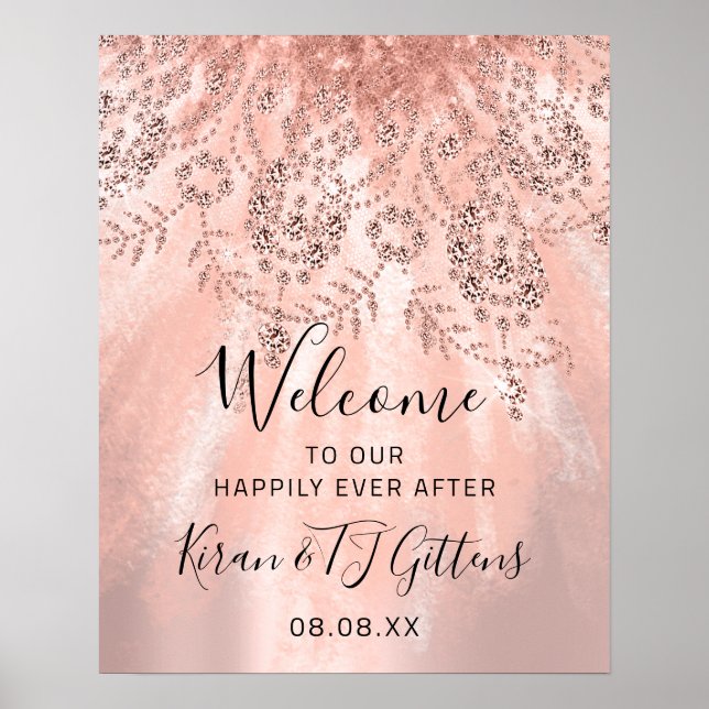 Poster Rosa de Boas-Vindas de Casamento Bridal Dress Roya (Frente)