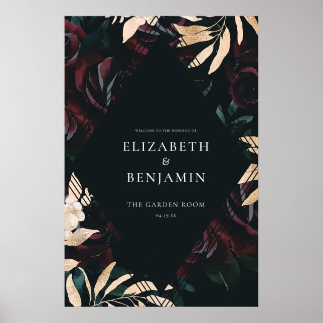 Poster Rosa de Borgonha Veludo Escuro | Boas-vindas ao Au (Frente)