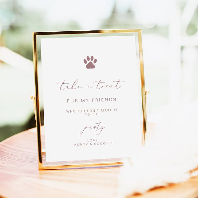 Poster Rosa de Caligrafia Elegante, Pet Pawty Favor Doura (Criador carregado)