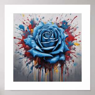 Poster Rosa de caos azul
