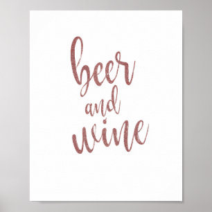 Poster Rosa de Cerveja e Vinho Brilhante Dourado 8x10 Sin