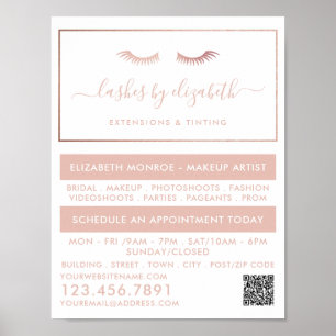 Poster Rosa de Chic Gold Foil Lashes Beleza Makeup Artist