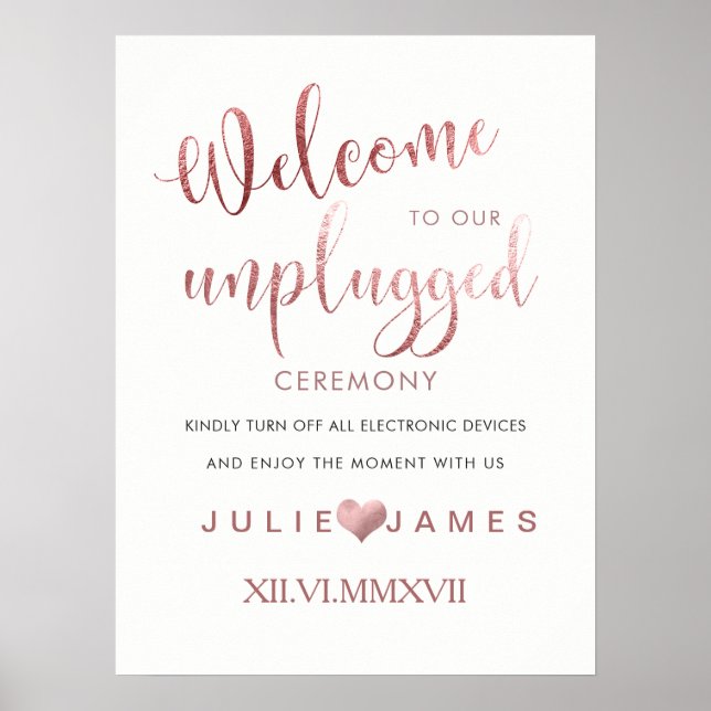 Pôster Rosa de Faux PixDezines Dourado/#UNPLUGGED (Frente)