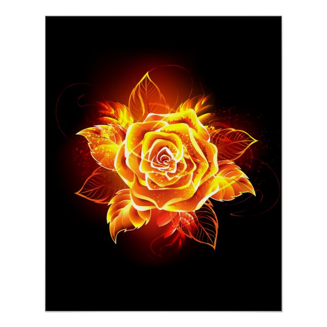 Pôster Rosa de Fogo em Flor (Frente)