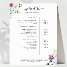 Poster Rosa de Greenery Salon Price List