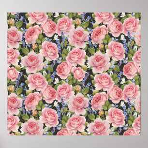 Poster Rosa de Inglês Rosa: Dark Watercolor