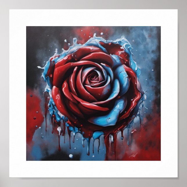 Poster Rosa de Lua de sangue azul (Frente)