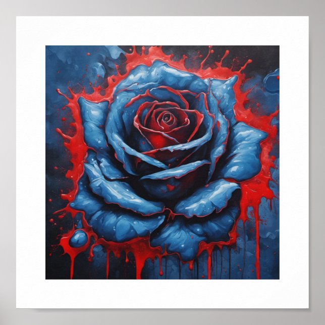 Poster Rosa de Lua de sangue azul (Frente)
