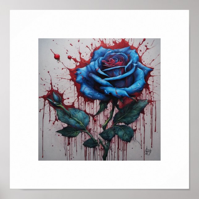 Poster Rosa de Lua de sangue azul (Frente)