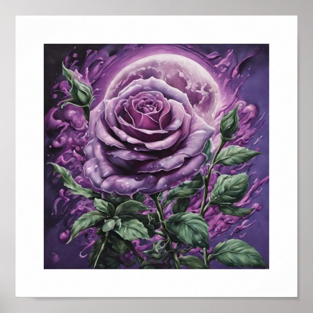 Poster Rosa de Lua de Sangue de lavanda (Frente)