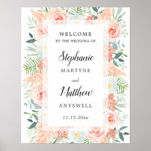 Poster Rosa de Pampas Moderno Casamento Floral de Aquarel
