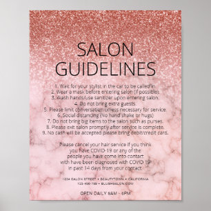 Poster Rosa de Segurança Sanitária Dourada Salão de Ca